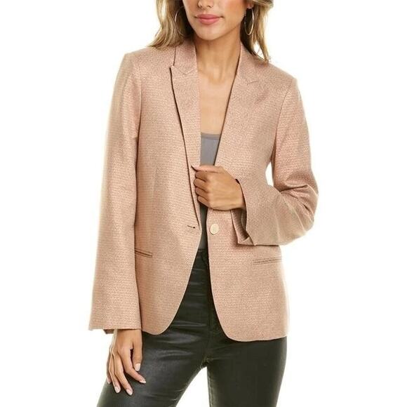 Zadig & Voltaire Vedy Spi Deluxe Blazer 36 Rose Pink Small Linen Cotton - Picture 1 of 14